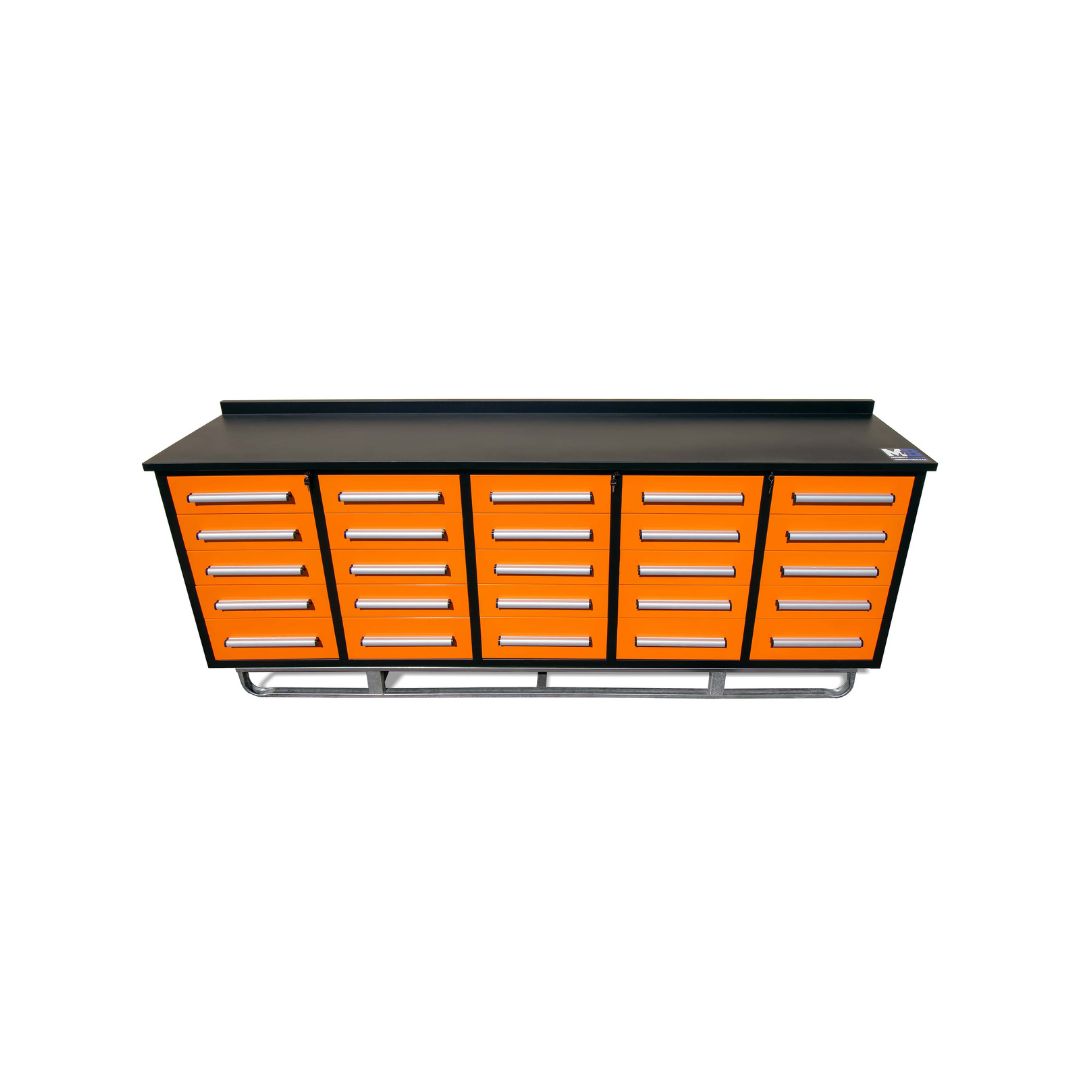M&B | 10&rsquo; Workbench Cabinet with 25 Drawers - Container Services Pty Ltd